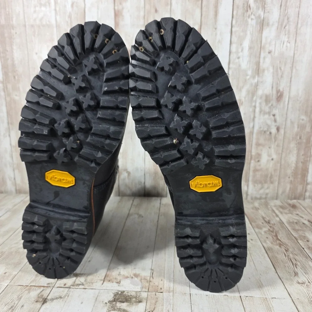 Chippewa Super Logger Boots Mens Black Leather Vibram Lug Sole USA Made 10.5 EEE